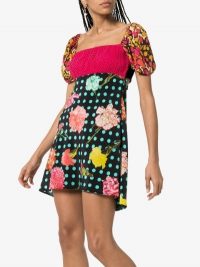 Rixo X Christian Lacroix Eden Mixed Print Silk Mini Dress / open back dresses