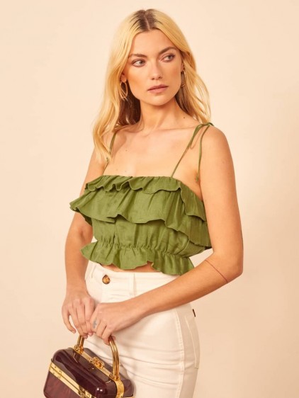 REFORMATION Ruskin Top in Avocado