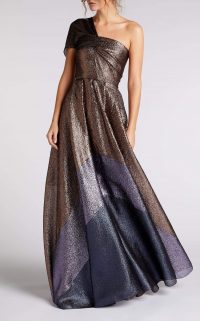 ROLAND MOURET SAVANNAH GOWN in ROSE GOLD MULTI ~ stunning one shoulder gowns