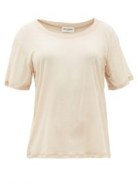 SAINT LAURENT Sheer beige cotton-jersey T-shirt