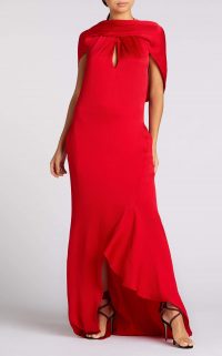 ROLAND MOURET SKYLARK GOWN in CRIMSON ~ red hammered silk gowns ~ sultry special-event look