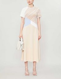 SPORTMAX Contrast-panel stretch-woven midi dress in nudo