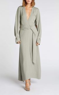 ROLAND MOURET SPRINGBROOKE DRESS in SAGE ~ deep V-neckline dresses