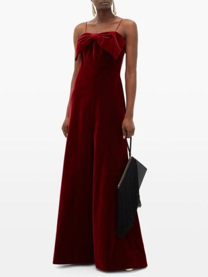 THE VAMPIRE’S WIFE The Velvet bow-trim cotton gown in red ~ luxe maxi