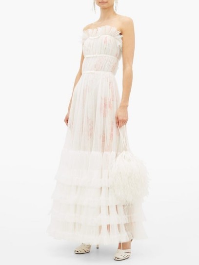 GIAMBATTISTA VALLI Tulle-overlay floral-print gown in white ~ romantic event wear