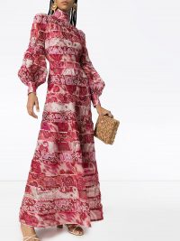 ZIMMERMANN Ikat print maxi dress in raspberry-red