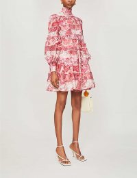 ZIMMERMANN Wavelength printed linen and silk-blend mini dress in Spliced Pink Ikat | voluminous fashion