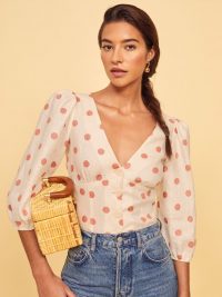 REFORMATION Anton Top in Andie ~ cute spot print blouse