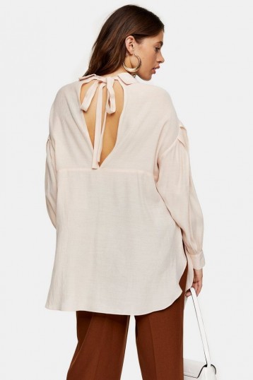 TOPSHOP Blush Pink Tie Back Oversized Shirt