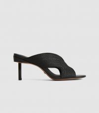 REISS CASSANDRA BRAID FRONT HEELED MULES BLACK ~ stiletto heel mule