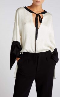 ROLAND MOURET CIRO TOP White/Black – luxury monochrome tops