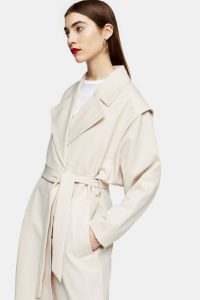 TOPSHOP Cream Lipped Shoulder Duster Coat – neutral outerwear