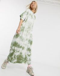 Damson Madder organic poly cottonrelaxed maxi t-shirt dress in tie-dye – loose fit dresses