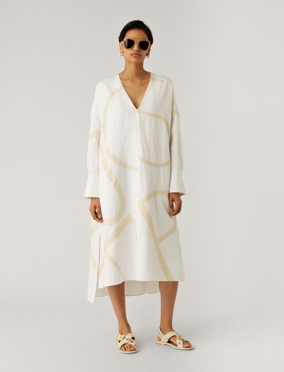 JOSEPH Dalamo Poplin Blanket Dress in White / effortless summer style