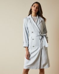 TED BAKER SOPHHYA Double breasted mac in light blue – lightweight trench