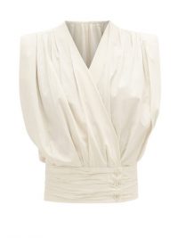 LEMAIRE Gathered cotton-poplin wrap top in cream