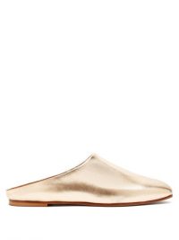 EMME PARSONS Glider metallic gold-leather slide slippers