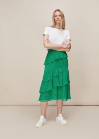 WHISTLES SKETCHED FLORAL TIERED SKIRT