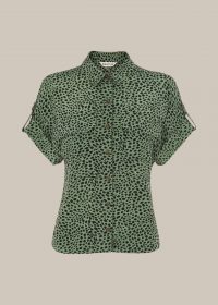 WHISTLES SPOTTED ANIMAL POCKET SHIRT GREEN/MULTI