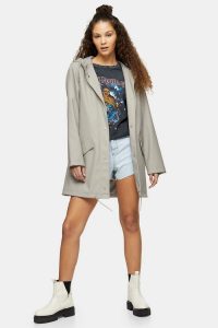 Festival coat – TOPSHOP Grey Rain Mac – hooded macs