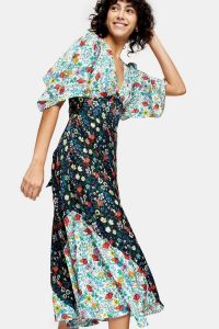 TOPSHOP IDOL Mixed Print Midi Dress