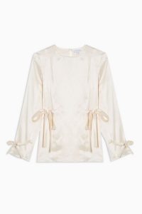 Ivory Tie Side Top By Topshop Boutique – silk blouse