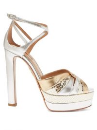 AQUAZZURA La Di Da 130 platform metallic-leather sandals in gold ~ luxe party shoes