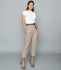 REISS MARTA FRONT POCKET TAPERED TROUSERS GREY ~ cropped tailored pants