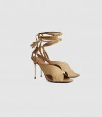 REISS MINERVA BRAIDED ANKLE STRAP SANDALS GOLD ~ luxe strappy heels