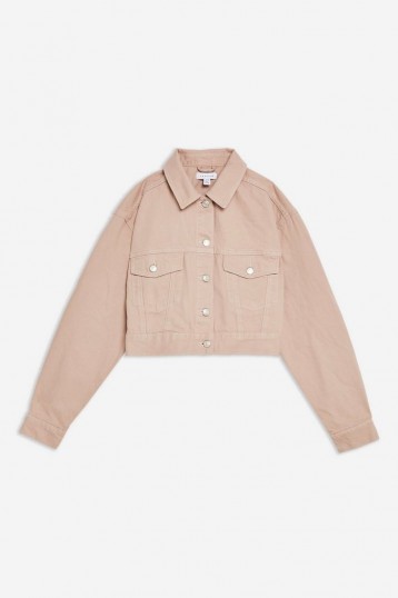 TOPSHOP Mink Pink Tapered Denim Jacket