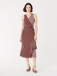 Diane von Furstenberg Moira Stretch-Georgette Midi Wrap Dress in Geo Tiles Lg/3d Chain Paprika / DVF fashion