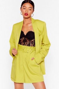 NASTY GAL Never Follow Suit Longline Blazer in Chartreuse