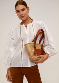 MANGO Openwork detail blouse off-white REF. 67044765-VENECIA-I-LM