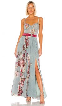 PatBO Peony Bustier Maxi Dress Soft Blue