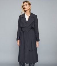 REISS PENELOPE LONGLINE MAC NAVY ~ dark blue macs