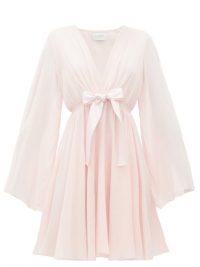 GIAMBATTISTA VALLI Plunge-neckline tie-waist silk-crepe dress in pink