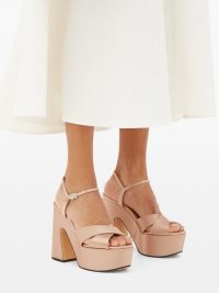 ROCHAS Pink satin platform sandals ~ beautiful retro footwear