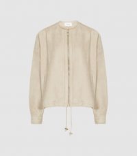 REISS SOLENE SUEDE BOMBER JACKET NEUTRAL