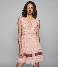 REISS STEPHANIE PRINTED MINI DRESS PINK ~ feminine & floaty clothing