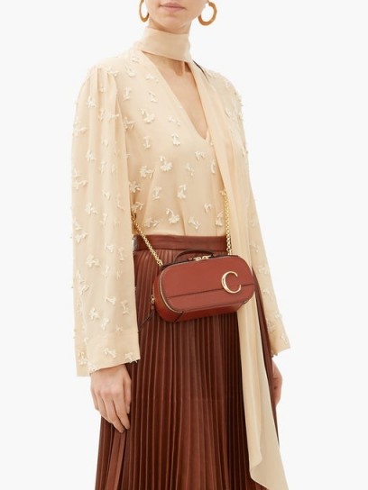 CHLOÉ The C mini dark brown-leather cross-body bag