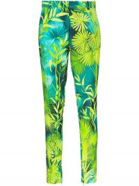 VERSACE palm-print slim fit trousers / vibrant fashion