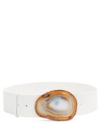 GABRIELA HEARST Agate-embellished white-leather belt