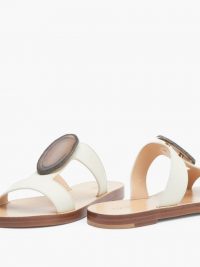 GABRIELA HEARST Agate-embellished white-leather slides