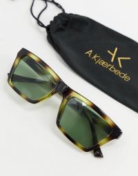 A.Kjaerbede angled square sunglasses in green tort ~ summer eyewear