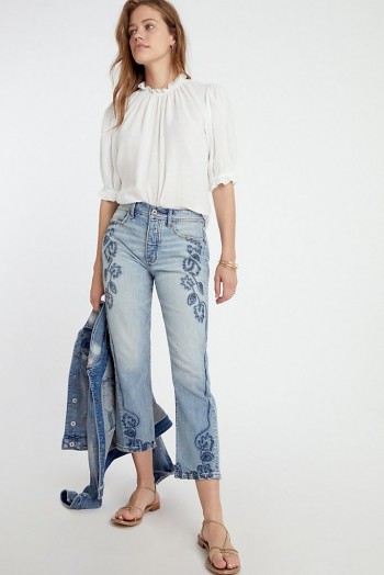 Pilcro Embroidered Ultra High-Rise Slim Straight Jeans