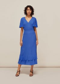 Whistles CATHY FRILL HEM DRESS Blue ~ angel sleeve dresses