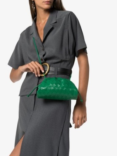 BOTTEGA VENETA Pouch 20 leather clutch bag in green