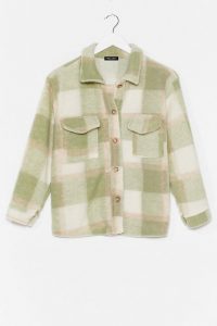 NASTY GAL Checkin’ You Out Faux Wool Oversized Jacket Green