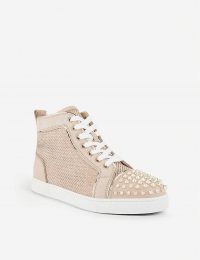 CHRISTIAN LOUBOUTIN Lou spikes woman flat pat/paille croiset ~ sports luxe trainer