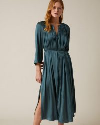 JIGSAW CROCUS DRAPE DRESS SEAWEED ~ gathered neckline dresses